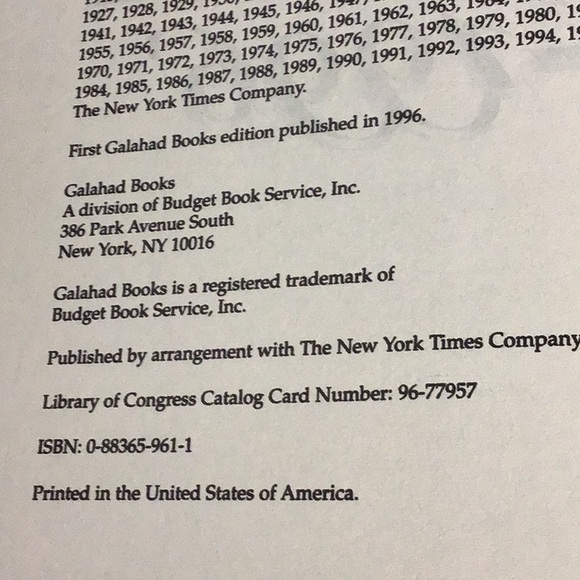 THE NEW YORK TIMES PAGE ONE HARDCOVER BOOK COMMEMORATIVE 1896-1996 - Picture 9 of 16